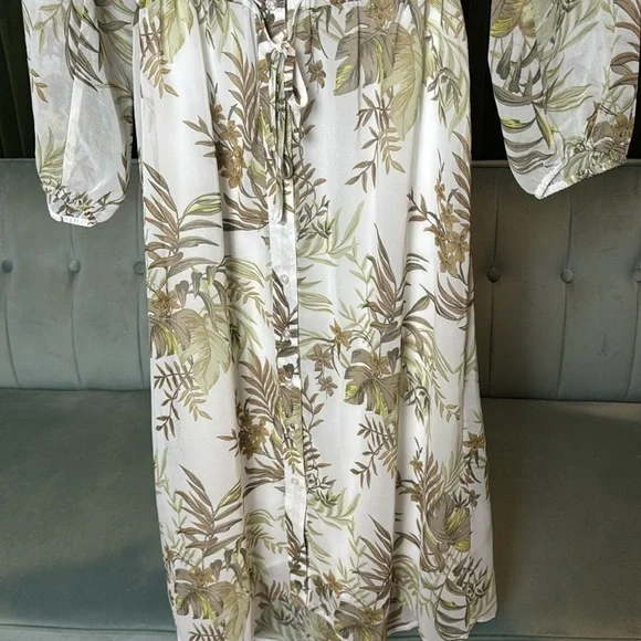 NWT 41Hawthorn White Button Front Sheer Dress with White Slip - Breezy - Picture 3 of 4